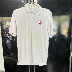 Adidas Men's Atlanta Hawks White Polo Shirt with Red Logo